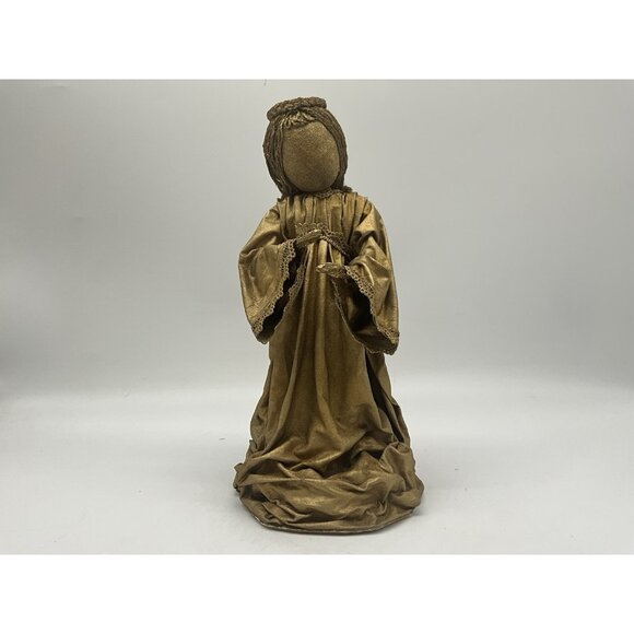 MCM Gold Angels Materials Starched and Hand Painted Antique Gold Set of 3 VTG - Picture 4 of 16